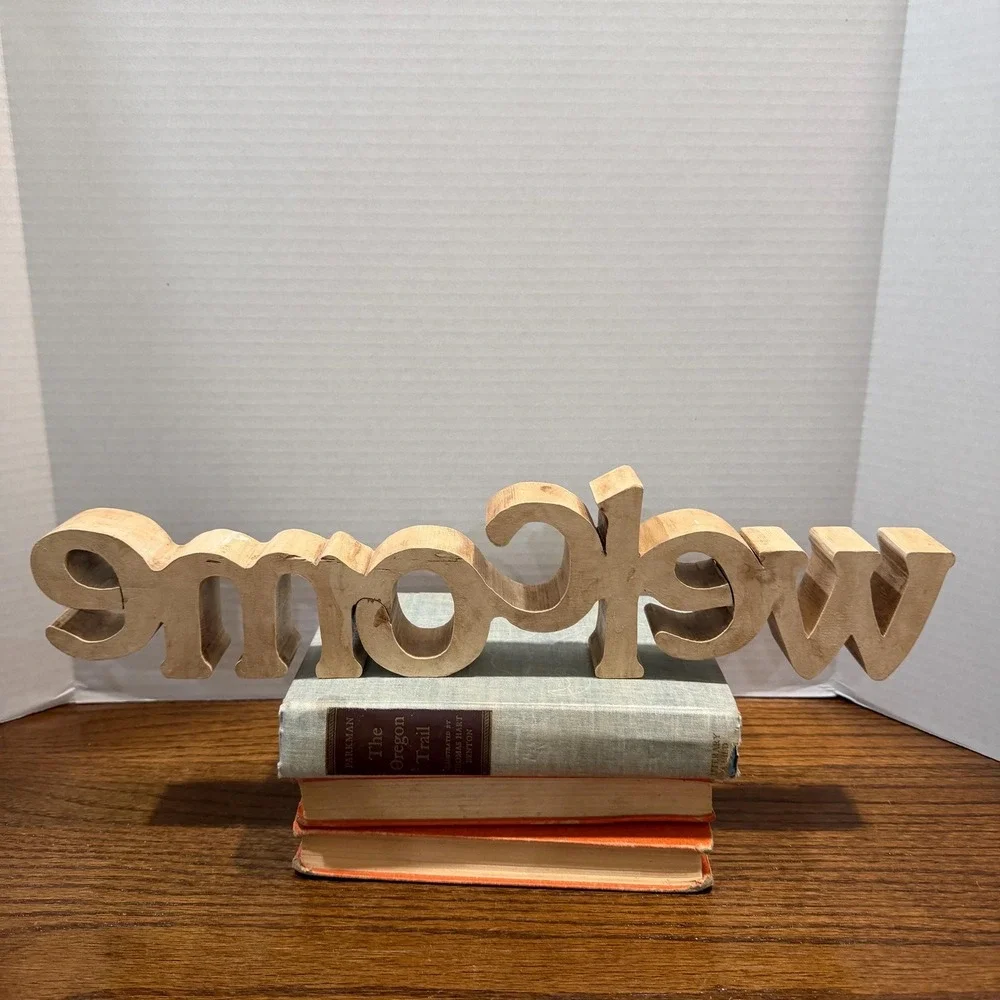 Whimsical Hand-Painted‎ Wooden Welcome Sign